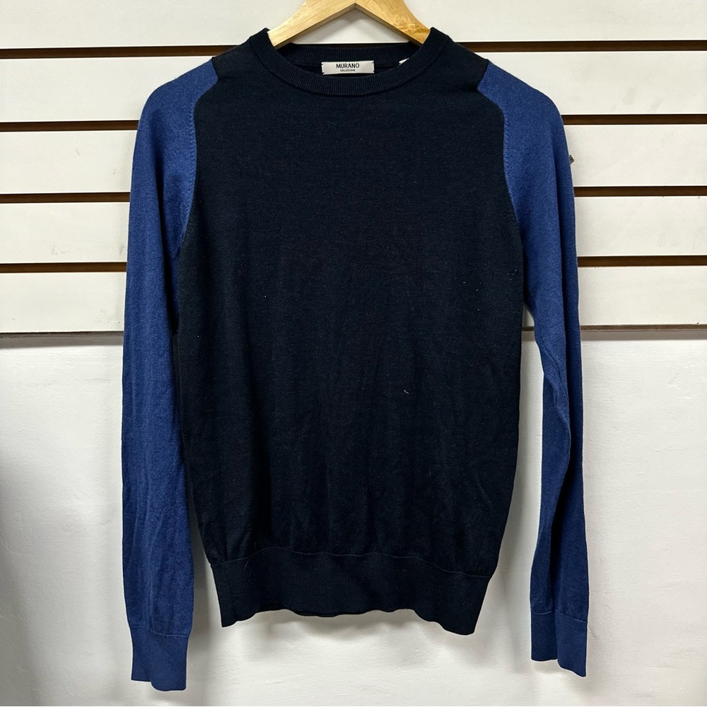 Murano Collezione crewneck colorblock Sweater Mens small Long Sleeve Merino Wool